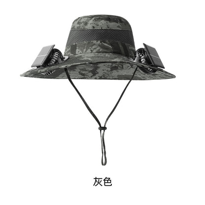 Cross-border solar fan hat long-life lithium battery men's outdoor fishing hat with fan sunscreen fisherman hat