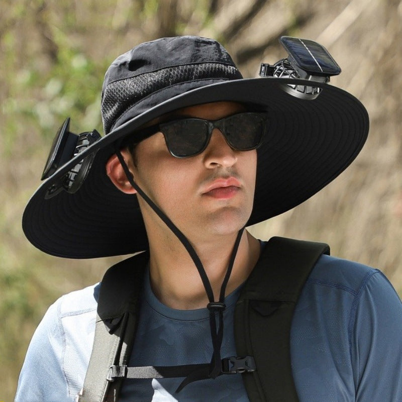 Cross-border solar fan hat long-life lithium battery men's outdoor fishing hat with fan sunscreen fisherman hat