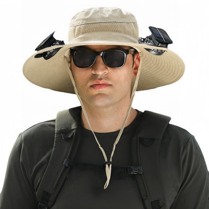 Cross-border solar fan hat long-life lithium battery men's outdoor fishing hat with fan sunscreen fisherman hat
