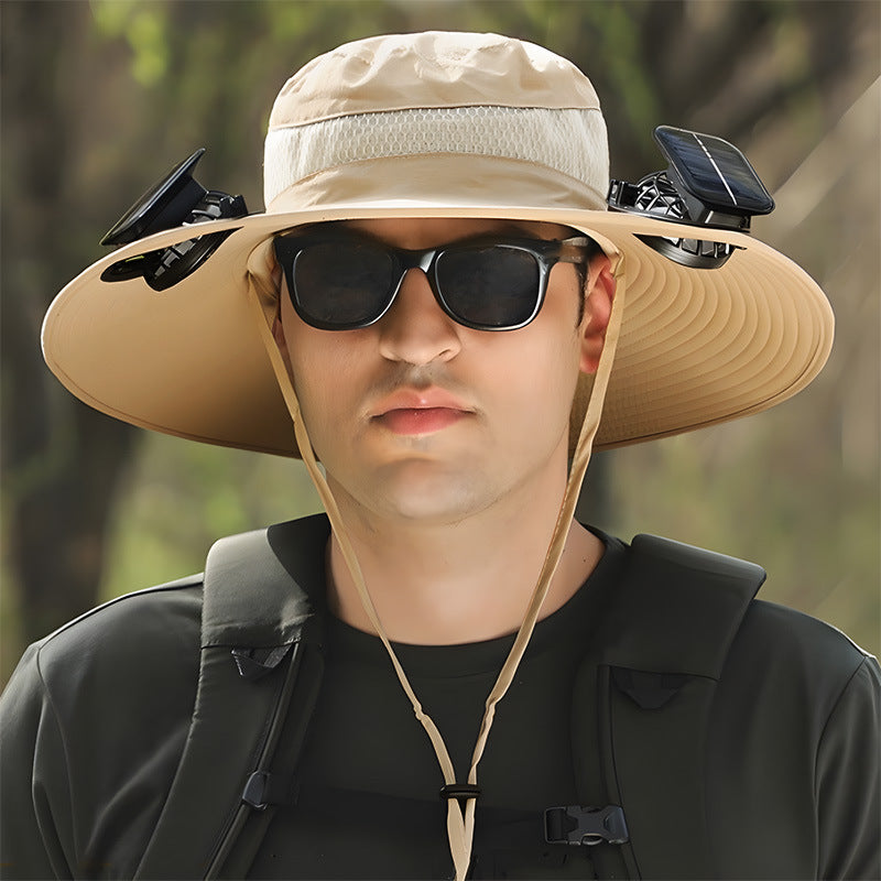 Cross-border solar fan hat long-life lithium battery men's outdoor fishing hat with fan sunscreen fisherman hat