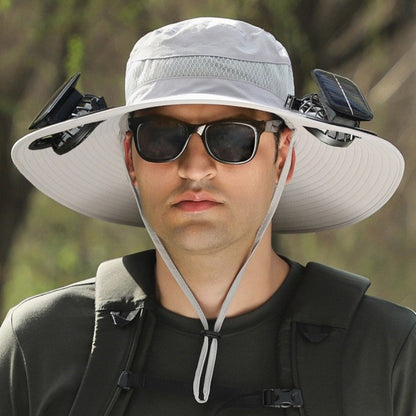 Cross-border solar fan hat long-life lithium battery men's outdoor fishing hat with fan sunscreen fisherman hat