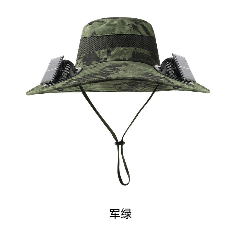 Cross-border solar fan hat long-life lithium battery men's outdoor fishing hat with fan sunscreen fisherman hat