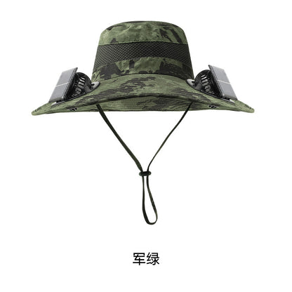 Cross-border solar fan hat long-life lithium battery men's outdoor fishing hat with fan sunscreen fisherman hat