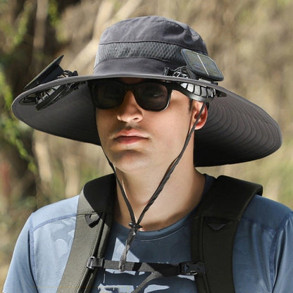 Cross-border solar fan hat long-life lithium battery men's outdoor fishing hat with fan sunscreen fisherman hat