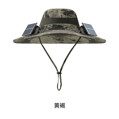Cross-border solar fan hat long-life lithium battery men's outdoor fishing hat with fan sunscreen fisherman hat