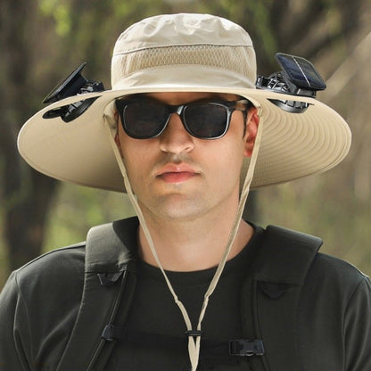 Cross-border solar fan hat long-life lithium battery men's outdoor fishing hat with fan sunscreen fisherman hat